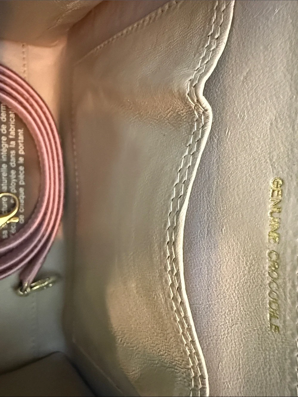 Vintage Olop genuine crocodile Top-Handle Bag in Dusty Rose